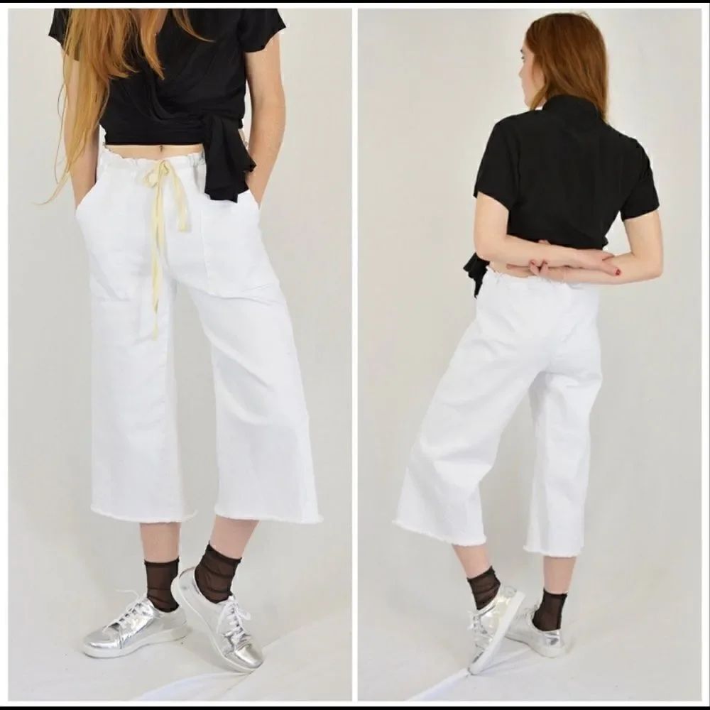 Revolve LACAUSA Denim Wide Leg Crop Pants